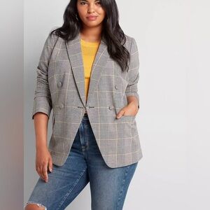 NWT Lane Bryant Double Breasted Plaid Blazer in Bastille Plaid Sz 18